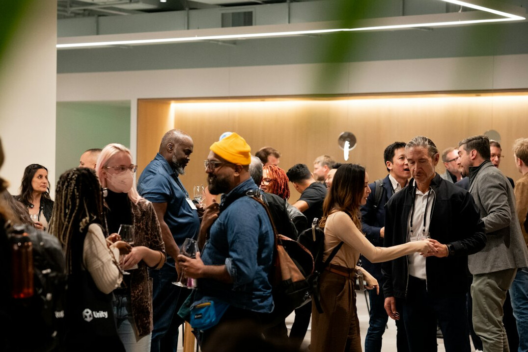 man networking at event