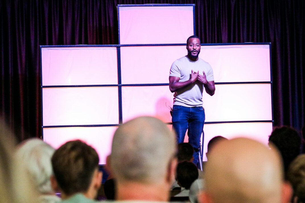 person speaking on stage